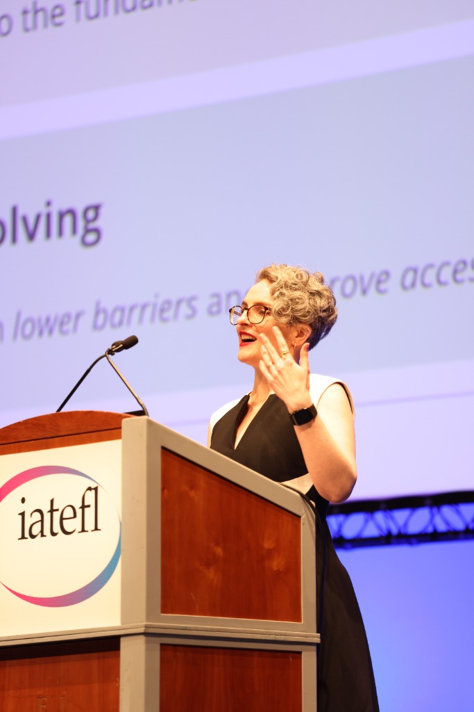Kelly Webb-Davies speaking at IATEFL